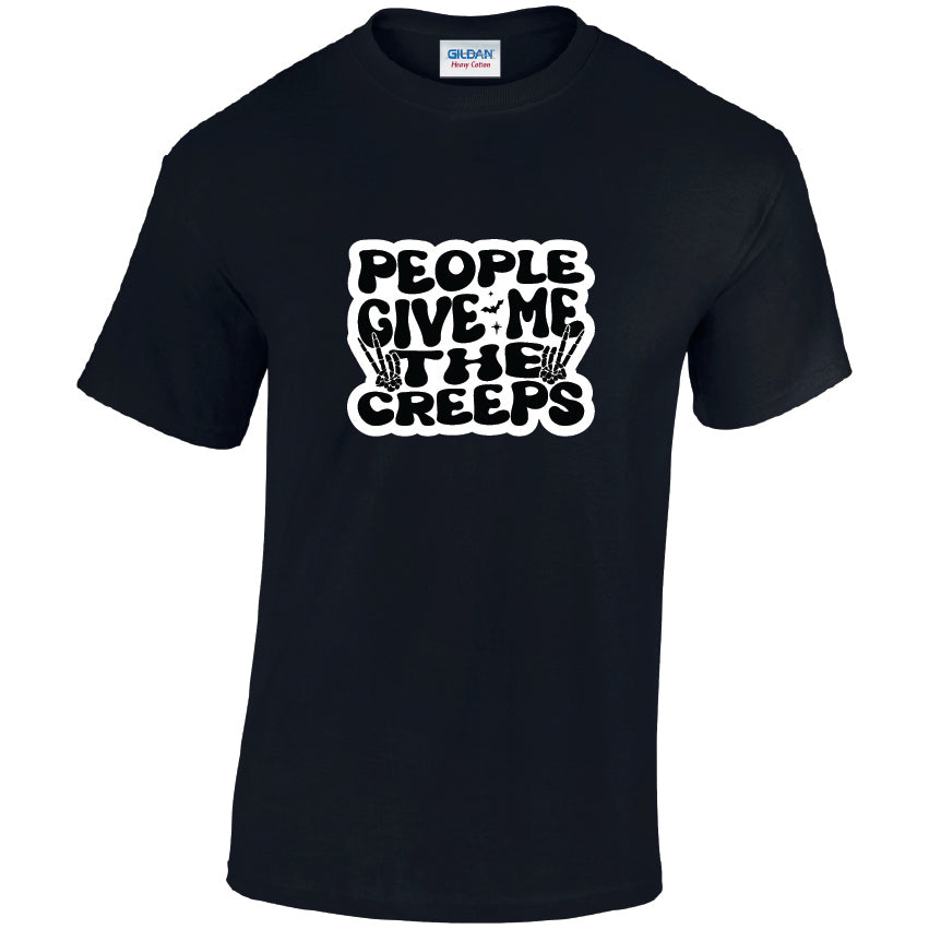HW07 People Give Me The Creeps Halloween Unisex Cotton T-Shirt Various Sizes & Colours Available