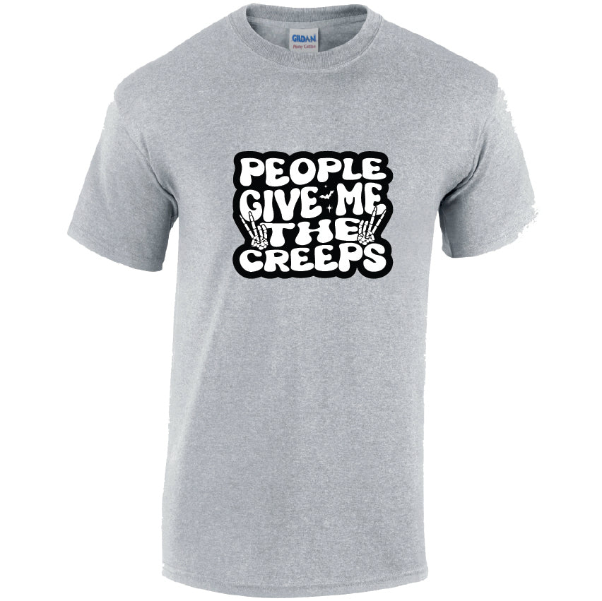 HW07 People Give Me The Creeps Halloween Unisex Cotton T-Shirt Various Sizes & Colours Available