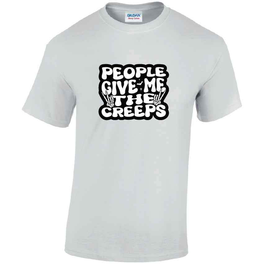 HW07 People Give Me The Creeps Halloween Unisex Cotton T-Shirt Various Sizes & Colours Available