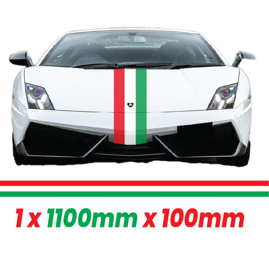 IT1.1 Italian Racing Bonnet stripe 1.1m (1100mm) Long laminated for Ferrari Fiat Alfa Romeo Mini sticker graphics various widths available