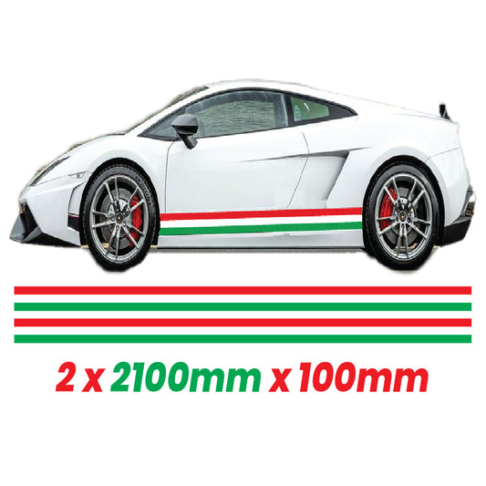 IT2.1 Italian Racing Racing Side stripe 2x2.1m (2100mm) Long laminated for Renault Peugeot Citroen sticker graphics various widths available