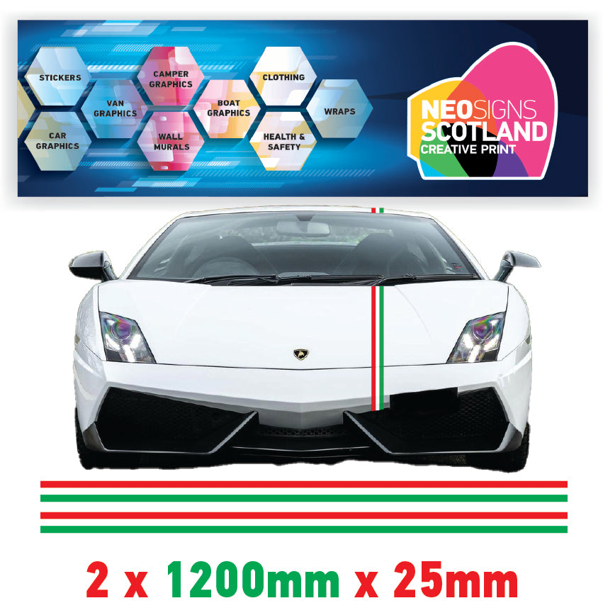 ITRP Italy Racing Pin Stripes 1.2m (1200mm) Long laminated for Renault Peugeot Citroen sticker graphics various widths available