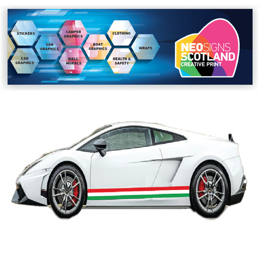 IT2.1 Italian Racing Racing Side stripe 2x2.1m (2100mm) Long laminated for Renault Peugeot Citroen sticker graphics various widths available