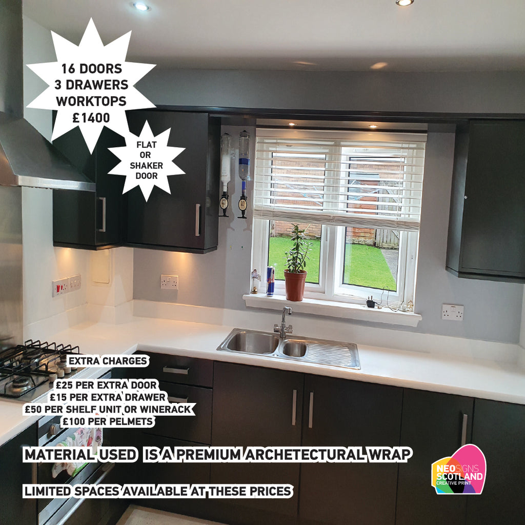 Full Premium Kitchen Wrap including 16 Doors & 3 Drawer, Trims, Kickboards, End Panels and Worktops