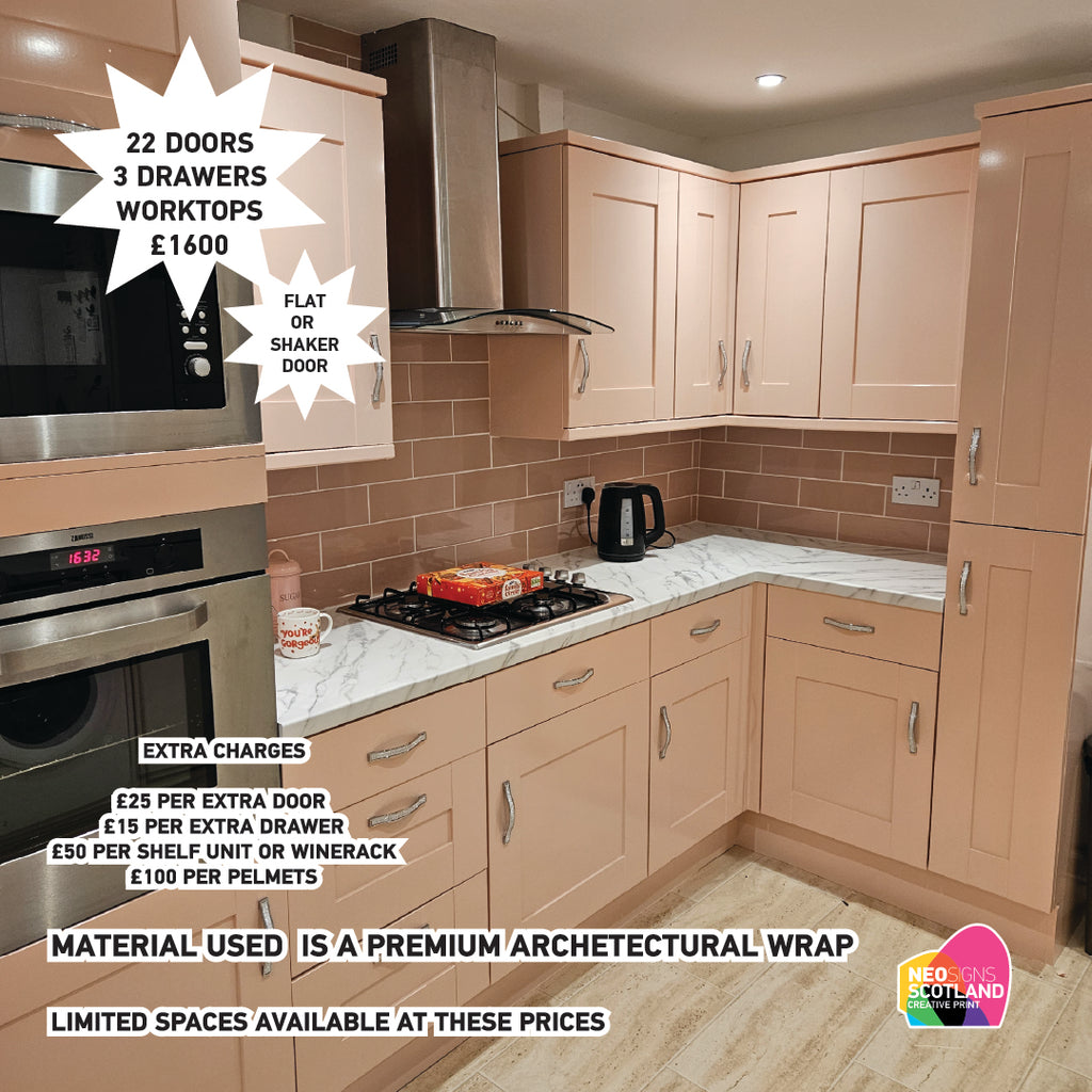 Full Premium Kitchen Wrap including 22 Doors & 3 Drawer, Trims, Kickboards, End Panels and Worktops