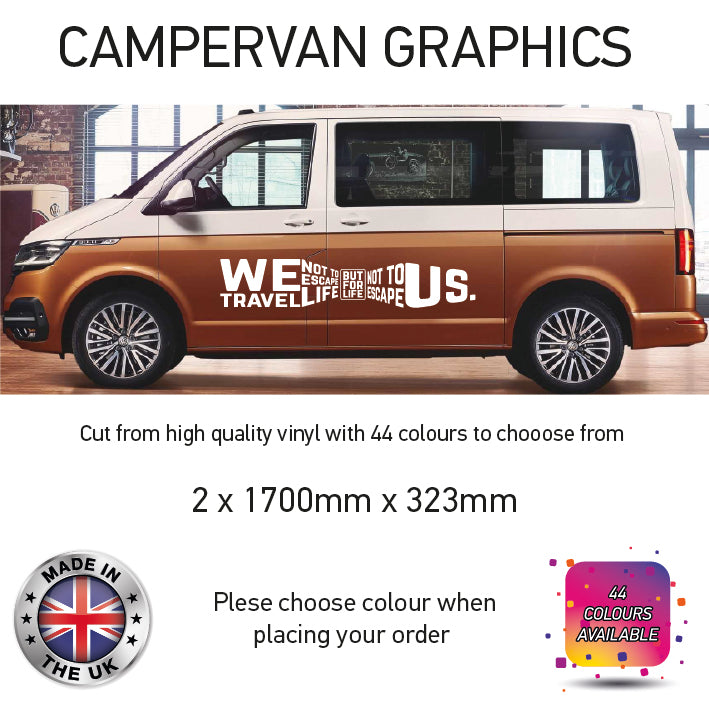 LCG01-LCG10 Adventure Awaits Graphic stickers fits all Motorhomes And Campervans Various Designs Available