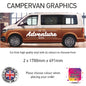 LCG01-LCG10 Adventure Awaits Graphic stickers fits all Motorhomes And Campervans Various Designs Available