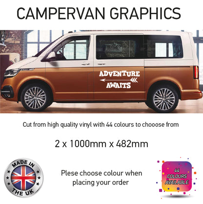 LCG11-LCG20 Adventure Awaits Graphic stickers fits all Motorhomes And Campervans Various Designs Available