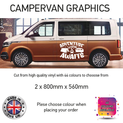 LCG11-LCG20 Adventure Awaits Graphic stickers fits all Motorhomes And Campervans Various Designs Available