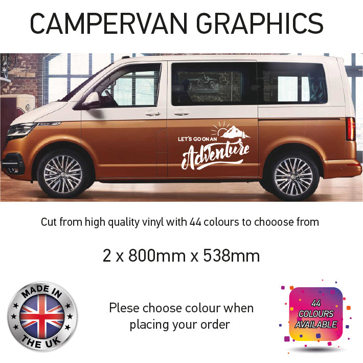 LCG21-LCG30 Adventure Awaits Graphic stickers fits all Motorhomes And Campervans Various Designs Availble