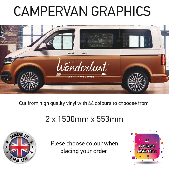 LCG36 Wanderlust Lets Travel More Graphic stickers fits all Motorhomes And Campervans