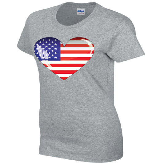 American Heart Ladies Cotton T-Shirt Available in Black Grey and White LT01