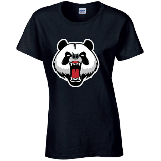 Angry Panda Ladies Cotton T-Shirt Available in Black Grey and White LT02