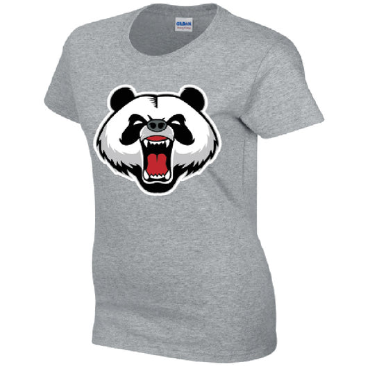 Angry Panda Ladies Cotton T-Shirt Available in Black Grey and White LT02