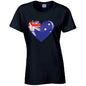 Australia Heart Ladies Cotton T-Shirt Available in Black Grey and White LT03