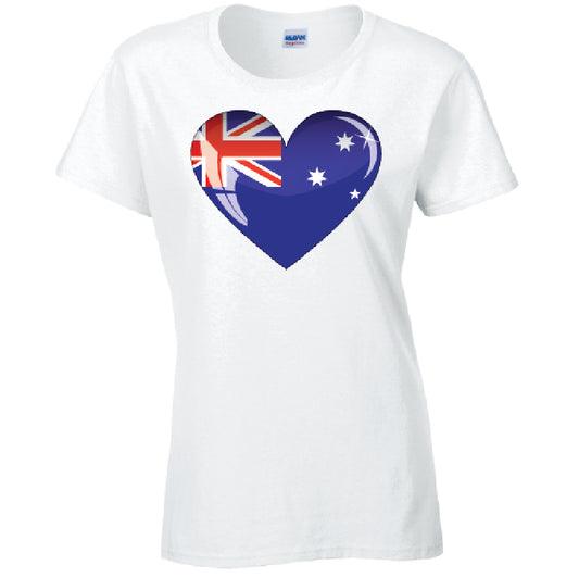 Australia Heart Ladies Cotton T-Shirt Available in Black Grey and White LT03