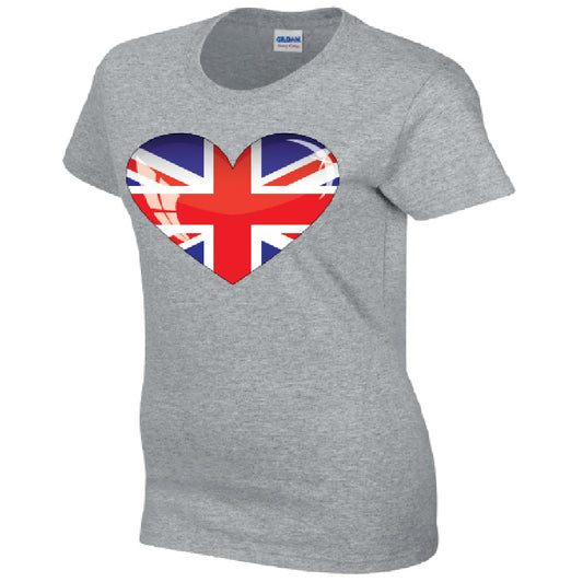 British Heart Ladies Cotton T-Shirt Available in Black Grey and White LT04
