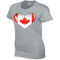 Canada Heart Ladies Cotton T-Shirt Available in Black Grey and White LT05