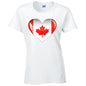 Canada Heart Ladies Cotton T-Shirt Available in Black Grey and White LT05