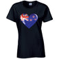 New Zealand Heart Ladies Cotton T-Shirt Available in Black Grey and White LT11