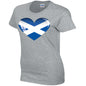 Scotland Heart Ladies Cotton T-Shirt Available in Black Grey and White LT13
