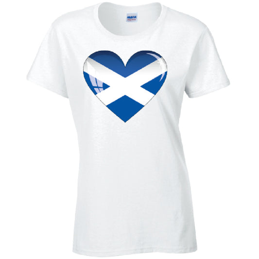 Scotland Heart Ladies Cotton T-Shirt Available in Black Grey and White LT13