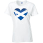 Scotland Heart Ladies Cotton T-Shirt Available in Black Grey and White LT13