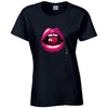 Cherry Lips Ladies Cotton T-Shirt Available in Black Grey and White LT16