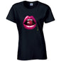 Cherry Lips Ladies Cotton T-Shirt Available in Black Grey and White LT16