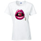 Cherry Lips Ladies Cotton T-Shirt Available in Black Grey and White LT16