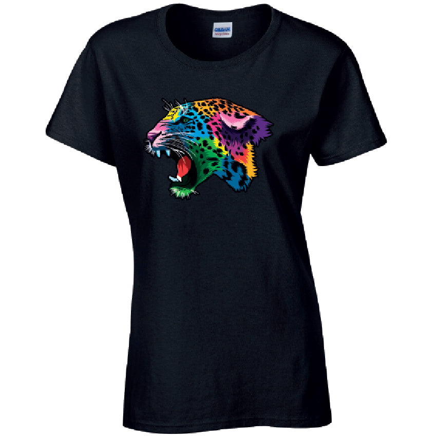 Leopard Animal Ladies Cotton T-Shirt Available in Black Grey and White LT17