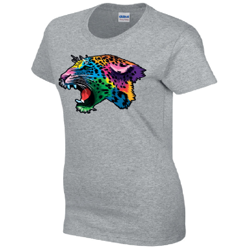 Leopard Animal Ladies Cotton T-Shirt Available in Black Grey and White LT17