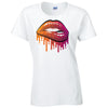 Orange and Pink Lips Ladies Cotton T-Shirt Available in Black Grey and White LT20