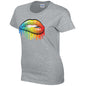 Rainbow Lips Ladies Cotton T-Shirt Available in Black Grey and White LT21