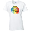 Rainbow Lips Ladies Cotton T-Shirt Available in Black Grey and White LT21