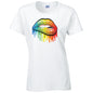 Rainbow Lips Ladies Cotton T-Shirt Available in Black Grey and White LT21