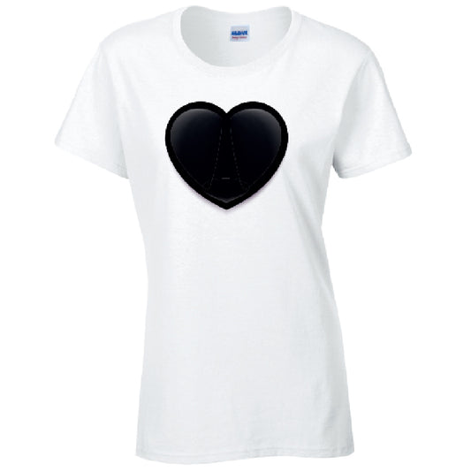 Black Heart Ladies Cotton T-Shirt Available in Black Grey and White LT22