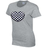 Black Chequered Heart Ladies Cotton T-Shirt Available in Black Grey and White LT23