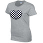 Black Chequered Heart Ladies Cotton T-Shirt Available in Black Grey and White LT23