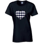 Black Harley Quinn Heart Ladies Cotton T-Shirt Available in Black Grey and White LT24