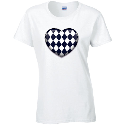 Black Harley Quinn Heart Ladies Cotton T-Shirt Available in Black Grey and White LT24