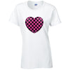 Pink Chequered Heart Ladies Cotton T-Shirt Available in Black Grey and White LT25
