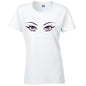 Pink Eyes Ladies Cotton T-Shirt Available in Black Grey and White LT27