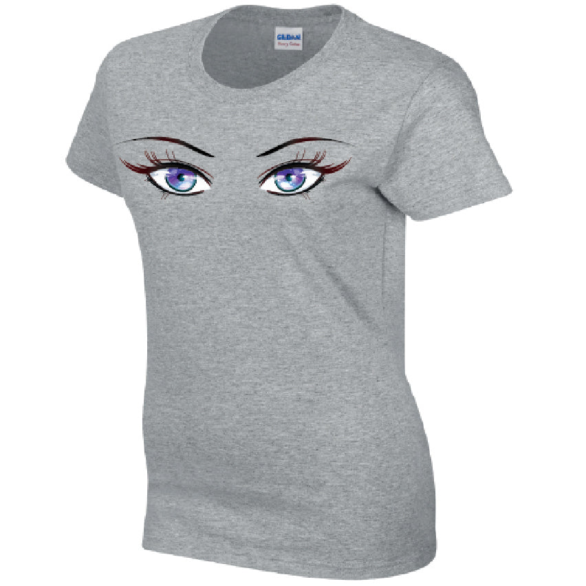 Purple Eyes Ladies Cotton T-Shirt Available in Black Grey and White LT28