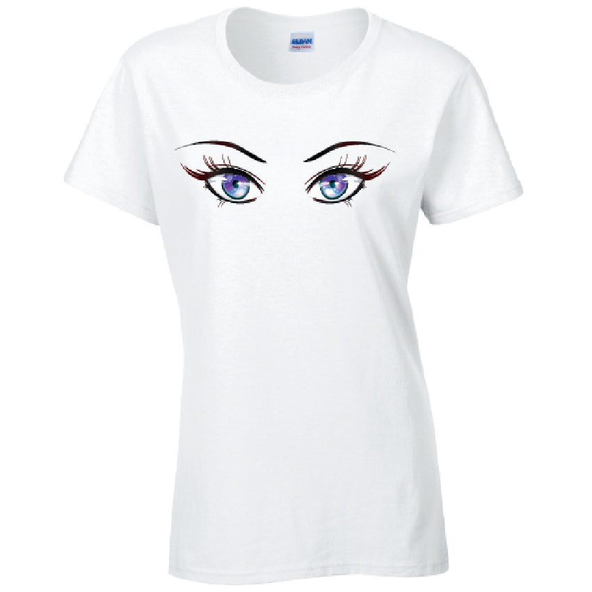 Purple Eyes Ladies Cotton T-Shirt Available in Black Grey and White LT28