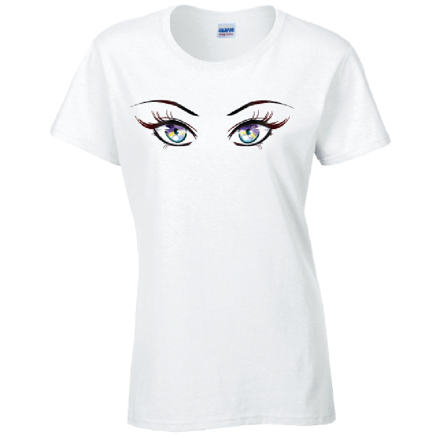 Rainbow Eyes Ladies Cotton T-Shirt Available in Black Grey and White LT29