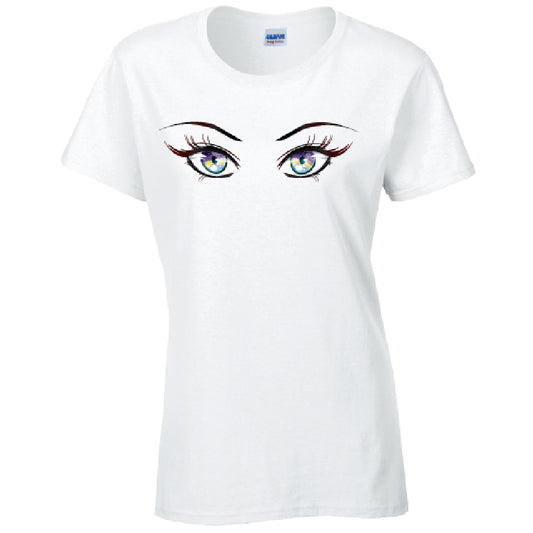 Rainbow Eyes Ladies Cotton T-Shirt Available in Black Grey and White LT29