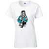 Blue Skater Girl Ladies Cotton T-Shirt Available in Black Grey and White LT31
