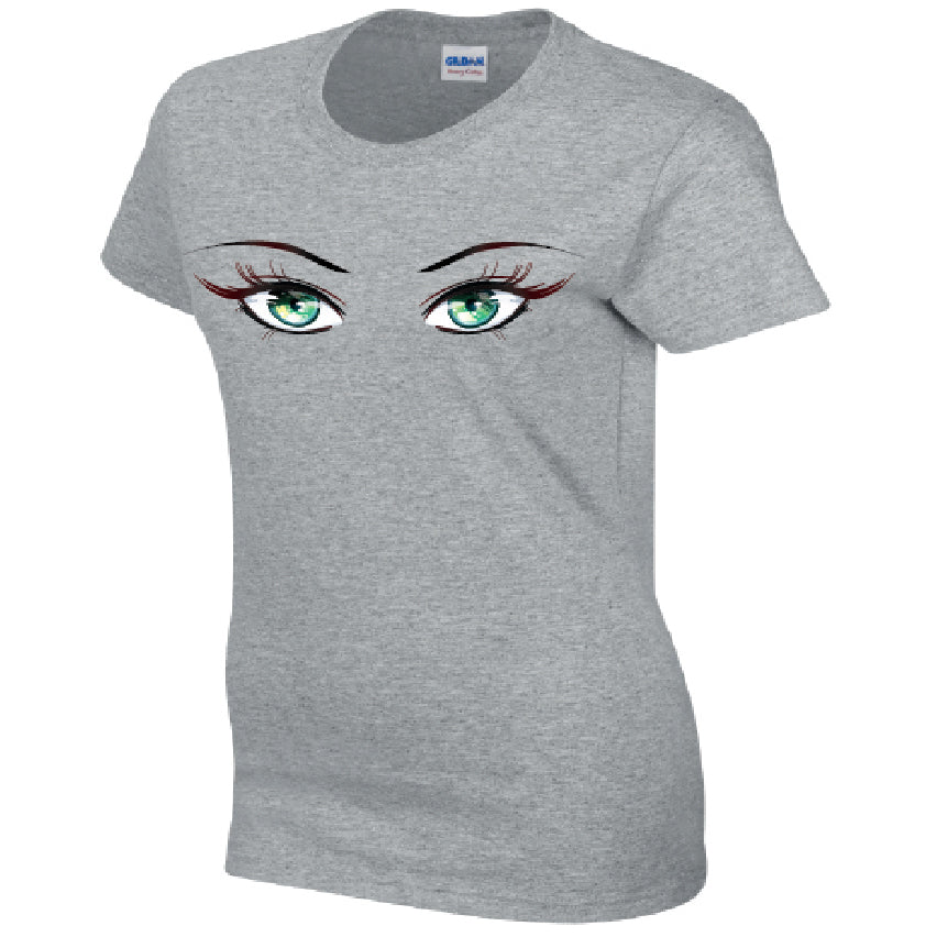 Green Eyes Ladies Cotton T-Shirt Available in Black Grey and White LT32
