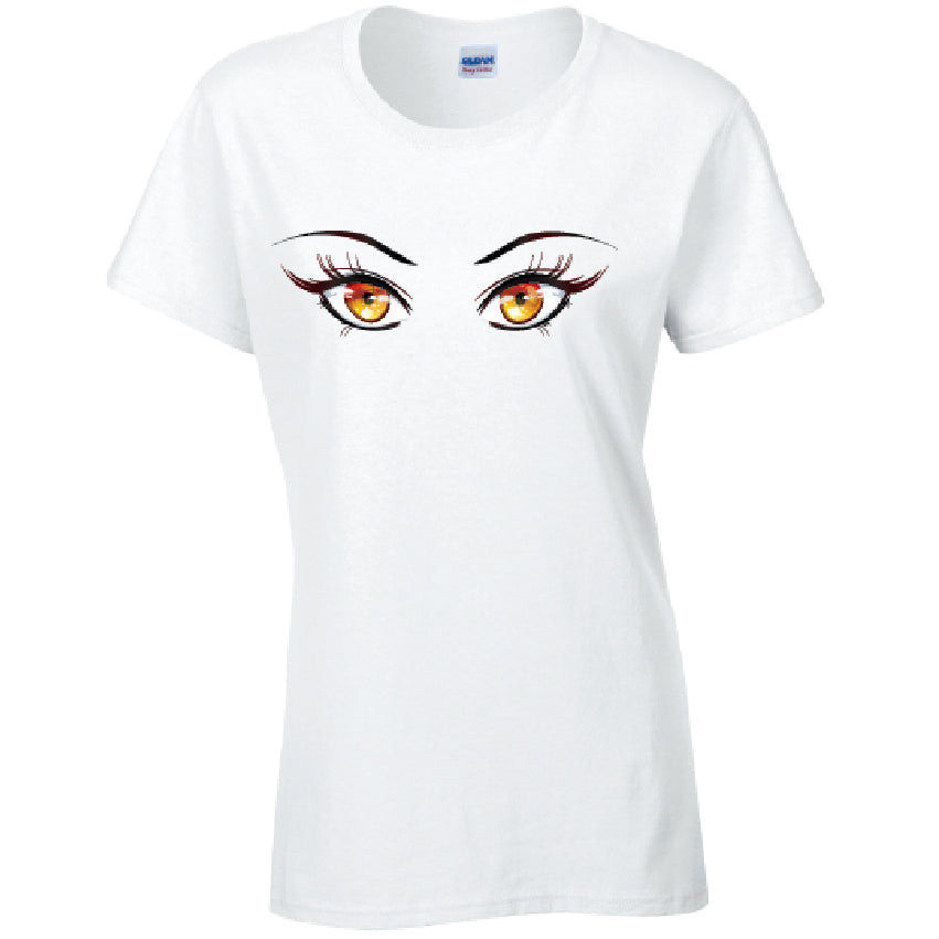 Orange Eyes Ladies Cotton T-Shirt Available in Black Grey and White LT35